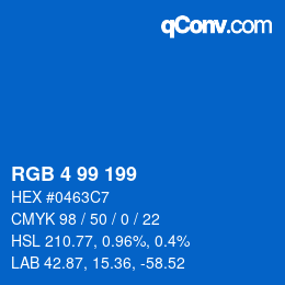 Color code: RGB 4 99 199 | qconv.com