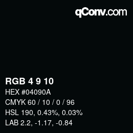 Color code: RGB 4 9 10 | qconv.com