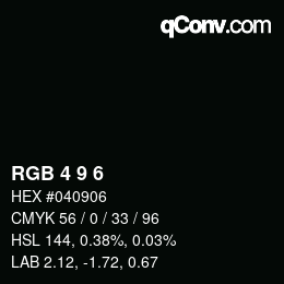 Color code: RGB 4 9 6 | qconv.com