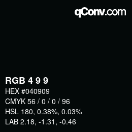 Color code: RGB 4 9 9 | qconv.com