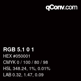 カラーコード: RGB 5.1 0 1 | qconv.com