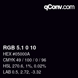 カラーコード: RGB 5.1 0 10 | qconv.com