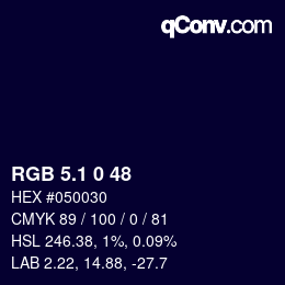カラーコード: RGB 5.1 0 48 | qconv.com
