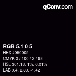 カラーコード: RGB 5.1 0 5 | qconv.com