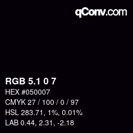 カラーコード: RGB 5.1 0 7 | qconv.com