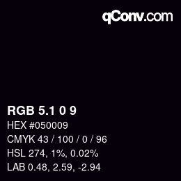 カラーコード: RGB 5.1 0 9 | qconv.com