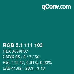 Color code: RGB 5.1 111 103 | qconv.com
