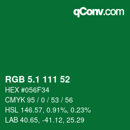 カラーコード: RGB 5.1 111 52 | qconv.com