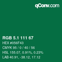 カラーコード: RGB 5.1 111 67 | qconv.com