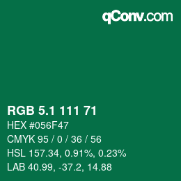 カラーコード: RGB 5.1 111 71 | qconv.com