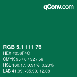 カラーコード: RGB 5.1 111 76 | qconv.com
