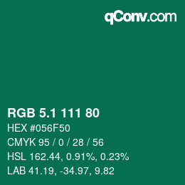 カラーコード: RGB 5.1 111 80 | qconv.com