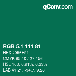 カラーコード: RGB 5.1 111 81 | qconv.com
