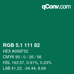 カラーコード: RGB 5.1 111 82 | qconv.com