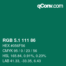 カラーコード: RGB 5.1 111 86 | qconv.com