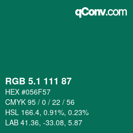 カラーコード: RGB 5.1 111 87 | qconv.com
