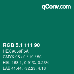カラーコード: RGB 5.1 111 90 | qconv.com