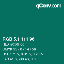 カラーコード: RGB 5.1 111 96 | qconv.com