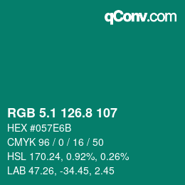 Color code: RGB 5.1 126.8 107 | qconv.com
