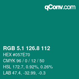 Color code: RGB 5.1 126.8 112 | qconv.com