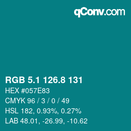 Color code: RGB 5.1 126.8 131 | qconv.com