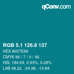 Color code: RGB 5.1 126.8 137 | qconv.com