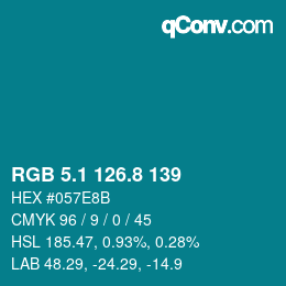 カラーコード: RGB 5.1 126.8 139 | qconv.com