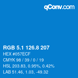 Color code: RGB 5.1 126.8 207 | qconv.com