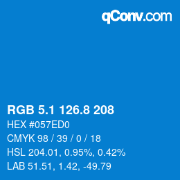 カラーコード: RGB 5.1 126.8 208 | qconv.com