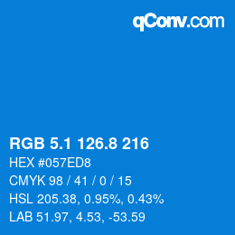 カラーコード: RGB 5.1 126.8 216 | qconv.com