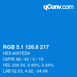 カラーコード: RGB 5.1 126.8 217 | qconv.com