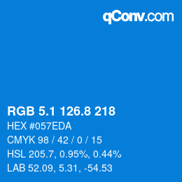 Color code: RGB 5.1 126.8 218 | qconv.com