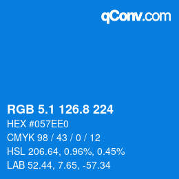 カラーコード: RGB 5.1 126.8 224 | qconv.com