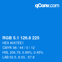 カラーコード: RGB 5.1 126.8 225 | qconv.com
