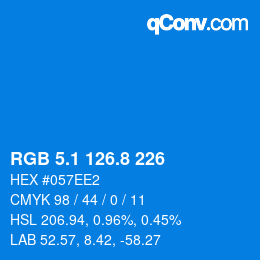 Color code: RGB 5.1 126.8 226 | qconv.com
