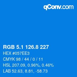 Color code: RGB 5.1 126.8 227 | qconv.com