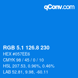 カラーコード: RGB 5.1 126.8 230 | qconv.com