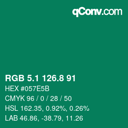 カラーコード: RGB 5.1 126.8 91 | qconv.com