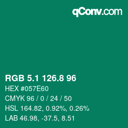 カラーコード: RGB 5.1 126.8 96 | qconv.com