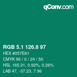 カラーコード: RGB 5.1 126.8 97 | qconv.com