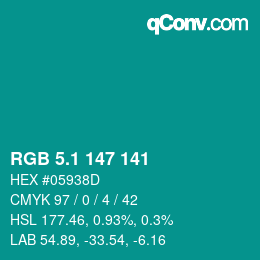 カラーコード: RGB 5.1 147 141 | qconv.com