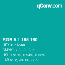カラーコード: RGB 5.1 165 160 | qconv.com