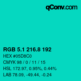 カラーコード: RGB 5.1 216.8 192 | qconv.com