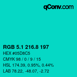 カラーコード: RGB 5.1 216.8 197 | qconv.com
