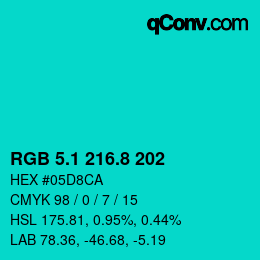 カラーコード: RGB 5.1 216.8 202 | qconv.com