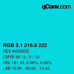 カラーコード: RGB 5.1 216.8 222 | qconv.com