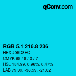 カラーコード: RGB 5.1 216.8 236 | qconv.com