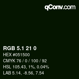 Color code: RGB 5.1 21 0 | qconv.com