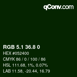 Color code: RGB 5.1 36.8 0 | qconv.com