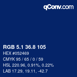 カラーコード: RGB 5.1 36.8 105 | qconv.com